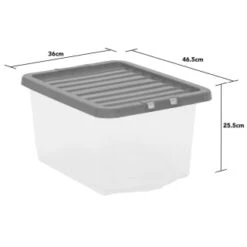B&M Clear Storage Box With Lid 30L - Grey -Cheap Home Style Store 258020 30l storage box with lid grey 3