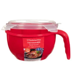 B&M Microwavable Food Bowl With Handle -Cheap Home Style Store 304743 Microwavable Food Bowl with Handle red1