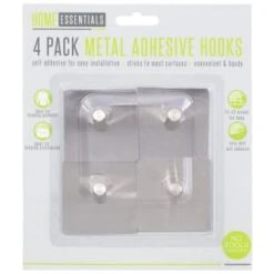 B&M Metal Adhesive Hooks 4pk - Square -Cheap Home Style Store 332165 metal hooks 4pk square