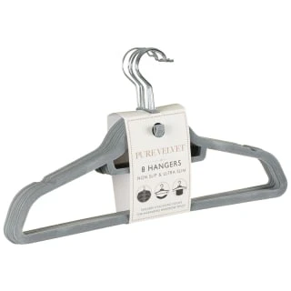 B&M Pure Velvet Hangers 8pk - Grey 1 B&M Pure Velvet Hangers 8pk - Grey