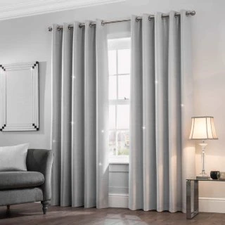B&M Mystica Shimmer Thermal Lined Silver Curtains 66 X 72" 1 B&M Mystica Shimmer Thermal Lined Silver Curtains 66 X 72"