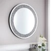 B&M Round Crushed Jewel Mirror - Silver