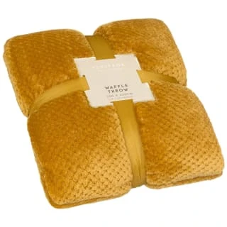B&M Oversized Waffle Throw - Ochre 1 B&M Oversized Waffle Throw - Ochre