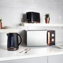 Goodmans Textured 2 Slice Toaster - Black & Rose Gold -Cheap Home Style Store 354906 358961 355248 goodmans black and rose gold textured breakfast set lifestyle 1