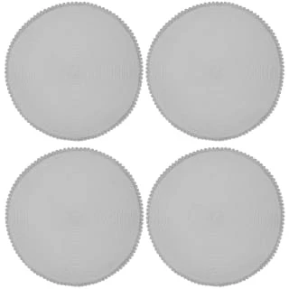 B&M Grey Round Pom Pom Placemats 4pk 4 B&M Grey Round Pom Pom Placemats 4pk - Image 4