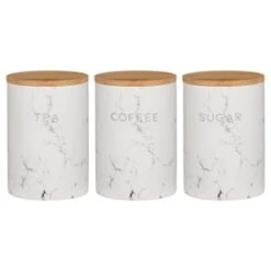 B&M Marble Effect Kitchen Canisters 3pc -Cheap Home Style Store 356820 storage canisters marble effect tea coffee sugar