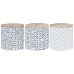 B&M Embossed Geometric Storage Canisters 3pc -Cheap Home Style Store 356821 storage canisters geo grey 3