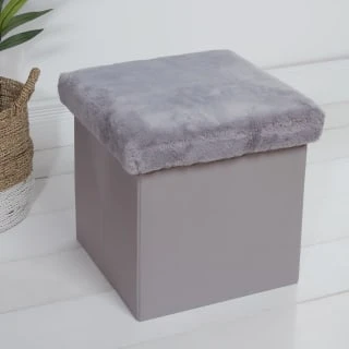 B&M Foldable Fur Seat - Grey 1 B&M Foldable Fur Seat - Grey