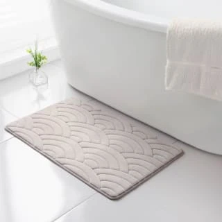 B&M Scallop Memory Foam Bath Mat - Taupe 1 B&M Scallop Memory Foam Bath Mat - Taupe
