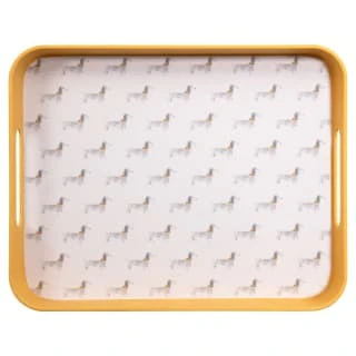 B&M Sausage Dog Bamboo Tray With Handles - Ochre 2 B&M Sausage Dog Bamboo Tray With Handles - Ochre - Image 2