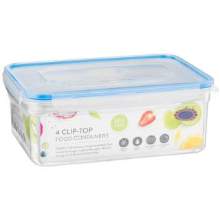 B&M Clip Top Food Containers 4pk - Blue 2 B&M Clip Top Food Containers 4pk - Blue - Image 2