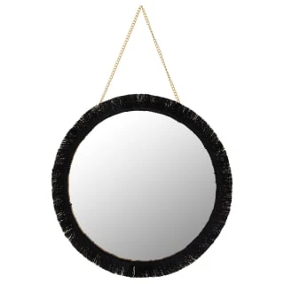 B&M Fringe Round Hanging Mirror - Black 1 B&M Fringe Round Hanging Mirror - Black