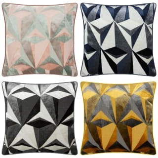 Jenson Geo Velvet Cushion - Grey 2 Jenson Geo Velvet Cushion - Grey - Image 2