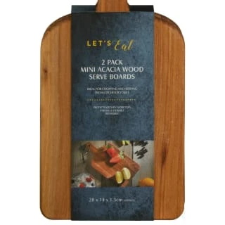 B&M Mini Acacia Wood Serve Boards 2pk 2 B&M Mini Acacia Wood Serve Boards 2pk - Image 2