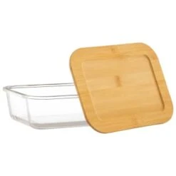 B&M Rectangular Glass Food Containers With Bamboo Lids 2pk -Cheap Home Style Store 376824 2pk regular glass food containers