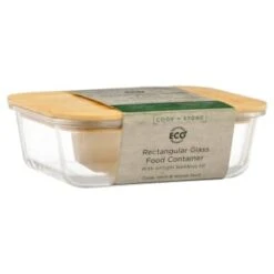 B&M Rectangular Glass Food Container With Bamboo Lid -Cheap Home Style Store 378623 regular glass food container 3