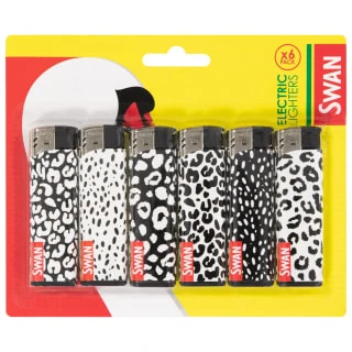 Swan Lighter 6pk - Black And White Print 1 Swan Lighter 6pk - Black And White Print