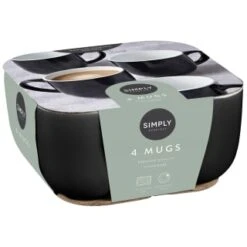 Simply Everyday Gloss Mugs 4pk - Black -Cheap Home Style Store 380121 4pk simply everyday mugs black 2