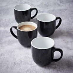 Simply Everyday Gloss Mugs 4pk - Black -Cheap Home Style Store 380121 4pk simply everyday mugs black