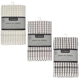 B&M Grey Check Tea Towels 3pk 5 B&M Grey Check Tea Towels 3pk - Image 5