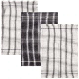 B&M Grey Check Tea Towels 3pk 2 B&M Grey Check Tea Towels 3pk - Image 2