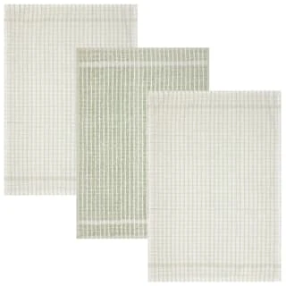 B&M Check Tea Towels - Sage 3pk 2 B&M Check Tea Towels - Sage 3pk - Image 2
