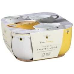 B&M Bee Happy Printed Mugs - 4pk -Cheap Home Style Store 380506 4pk printed mugs bee happy 2