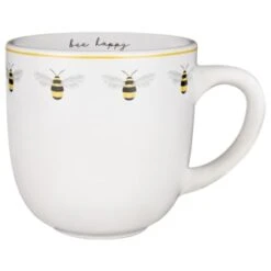 B&M Bee Happy Printed Mugs - 4pk -Cheap Home Style Store 380506 4pk printed mugs bee happy white