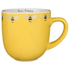 B&M Bee Happy Printed Mugs - 4pk -Cheap Home Style Store 380506 4pk printed mugs bee happy yellow
