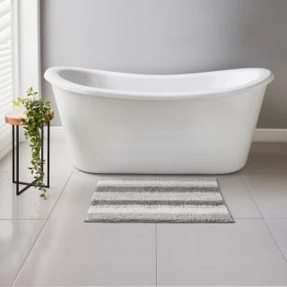 B&M Newbury Stripe Bath Mat 50 X 80cm - Grey 1 B&M Newbury Stripe Bath Mat 50 X 80cm - Grey
