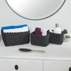 Samos Set Of 3 Storage Rope Baskets 3pk - Black