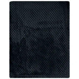 B&M Waffle Fleece Throw - Black 2 B&M Waffle Fleece Throw - Black - Image 2