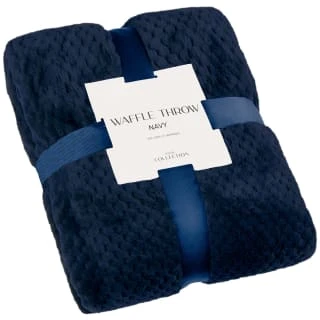 B&M Waffle Throw - Navy 1 B&M Waffle Throw - Navy