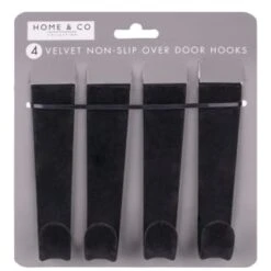 B&M Velvet Overdoor Hooks 4pk - Black -Cheap Home Style Store 383665 4 velvet non slip over door hooks black