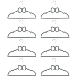 B&M Children's Non-Slip Hangers 8pk - Grey -Cheap Home Style Store 383693 8pk childrens hangers grey bow