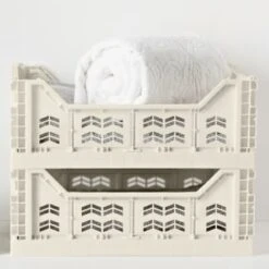 Midi Stacking Fold Flat Crate 30.6 X 20.5 X 12.6cm - Cream -Cheap Home Style Store 384970 384974 384975 home essentials midi stacking fold flat crate main