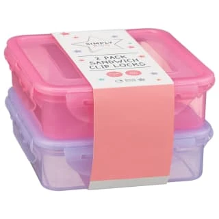 Sandwich Clip Lock Lunchbox 2pk - Pink & Purple 1 Sandwich Clip Lock Lunchbox 2pk - Pink & Purple