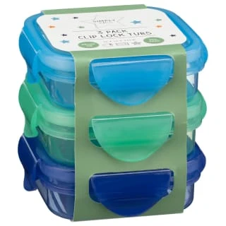Simply Kids Clip Lock Tubs 3pk - Blue & Green 1 Simply Kids Clip Lock Tubs 3pk - Blue & Green