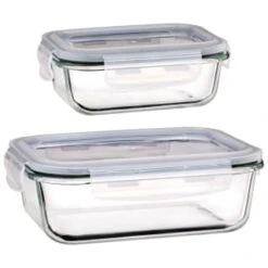 B&M Small Eco Glass Clip Lock Food Container -Cheap Home Style Store 388506 388507 glass clip lock food container group