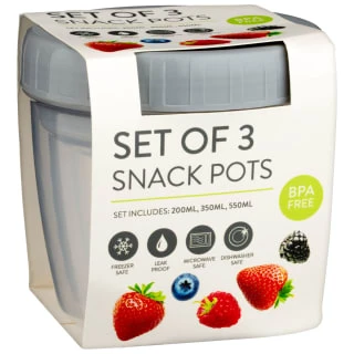B&M Set Of 3 Snack Pots 3pk 1 B&M Set Of 3 Snack Pots 3pk