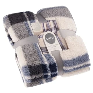 Simply Everyday Check Sherpa Throw - Navy 1 Simply Everyday Check Sherpa Throw - Navy