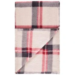 Simply Everyday Check Sherpa Throw - Red -Cheap Home Style Store 388703 red check sherpa throw 3