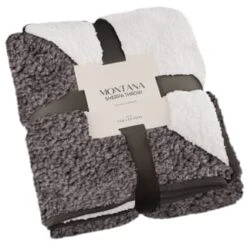 B&M Montana Two Tone Sherpa Throw - Charcoal