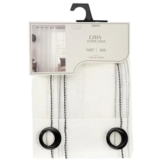 Ezra Stripe Voile With Black Eyelets 55 X 90" 1 Ezra Stripe Voile With Black Eyelets 55 X 90"