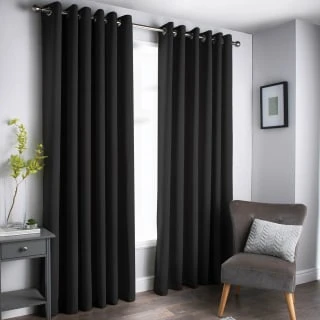 B&M Oxford Black Black Out Curtains With Eyelets 66 X 90" 1 B&M Oxford Black Black Out Curtains With Eyelets 66 X 90"