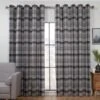B&M Oakland Traditional Woven Grey Check Curtains 46 X 54"
