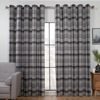 B&M Oakland Traditional Woven Grey Check Curtains 90 X 90" 1 B&M Oakland Traditional Woven Grey Check Curtains 90 X 90"