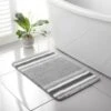 Stripe Memory Foam Bath Mat 50 X 80cm - Grey