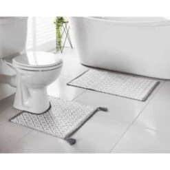 B&M Diamond Woven Pedestal Mat - Grey