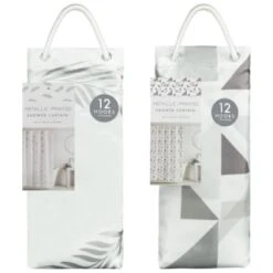 B&M Metallic Printed Shower Curtain - Silver Leaves 5 B&M Metallic Printed Shower Curtain - Silver Leaves -Cheap Home Style Store 390584 printed shower curtain group